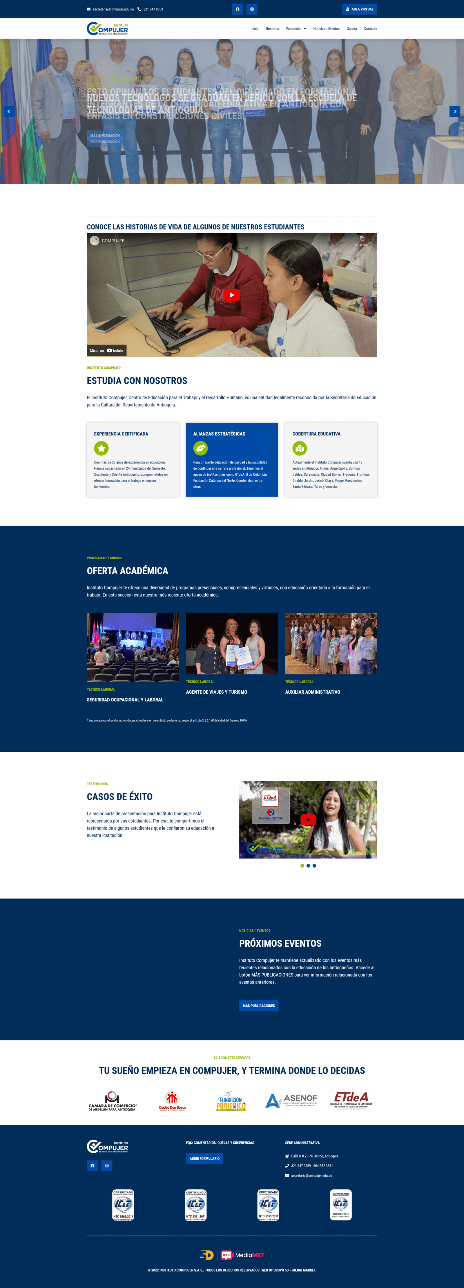 Imagen De Diseno De Pagina Web Para Cliente Instituto Compujer En Grupo 5D Mema Media Market
