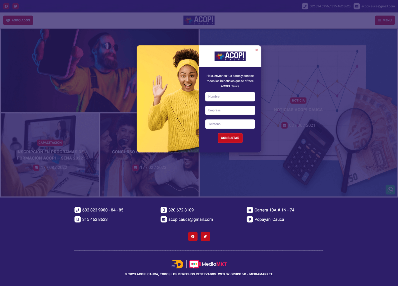 Imagen De Diseño De Pagina Web Para Cliente ACOPI Cauca En Grupo 5D Mema Media Market