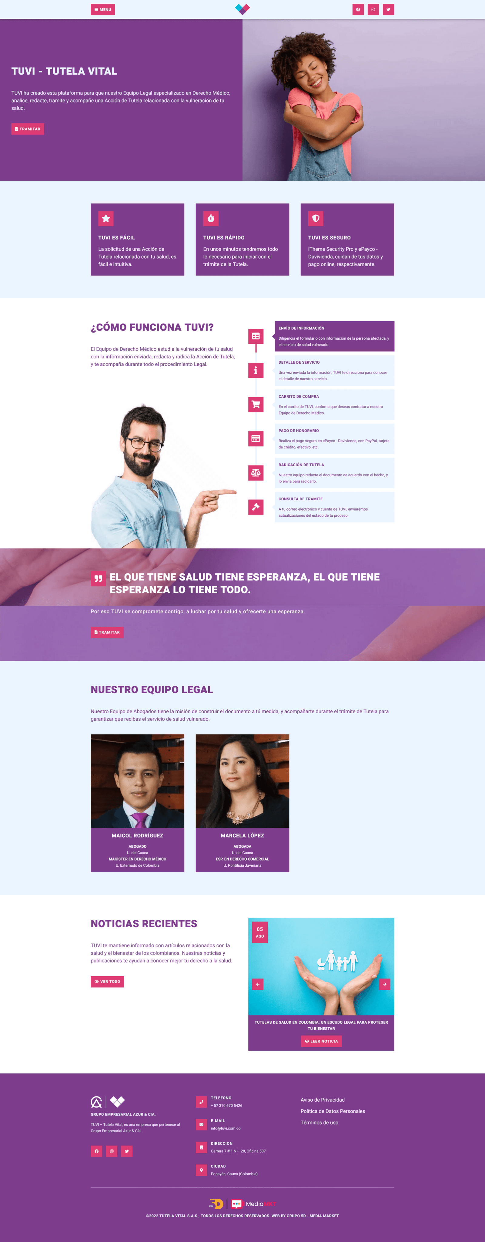 Imagen De Diseno De Pagina Web Para Cliente TUVI Tutela Vital En Grupo 5D Mema Media Market